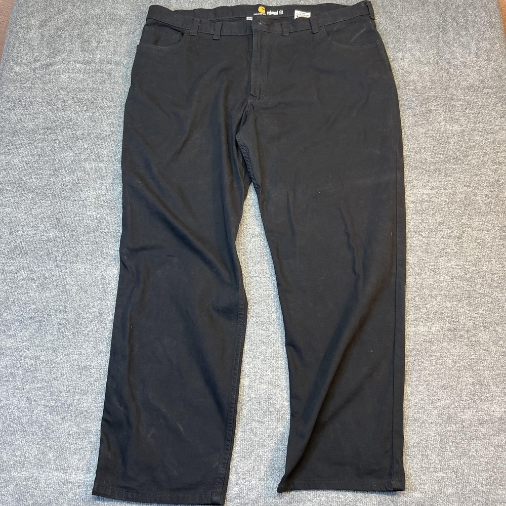 Carhartt Pants Mens 44x32 Black Relaxed Fit Denim Khakis 5 Pocket Workwear